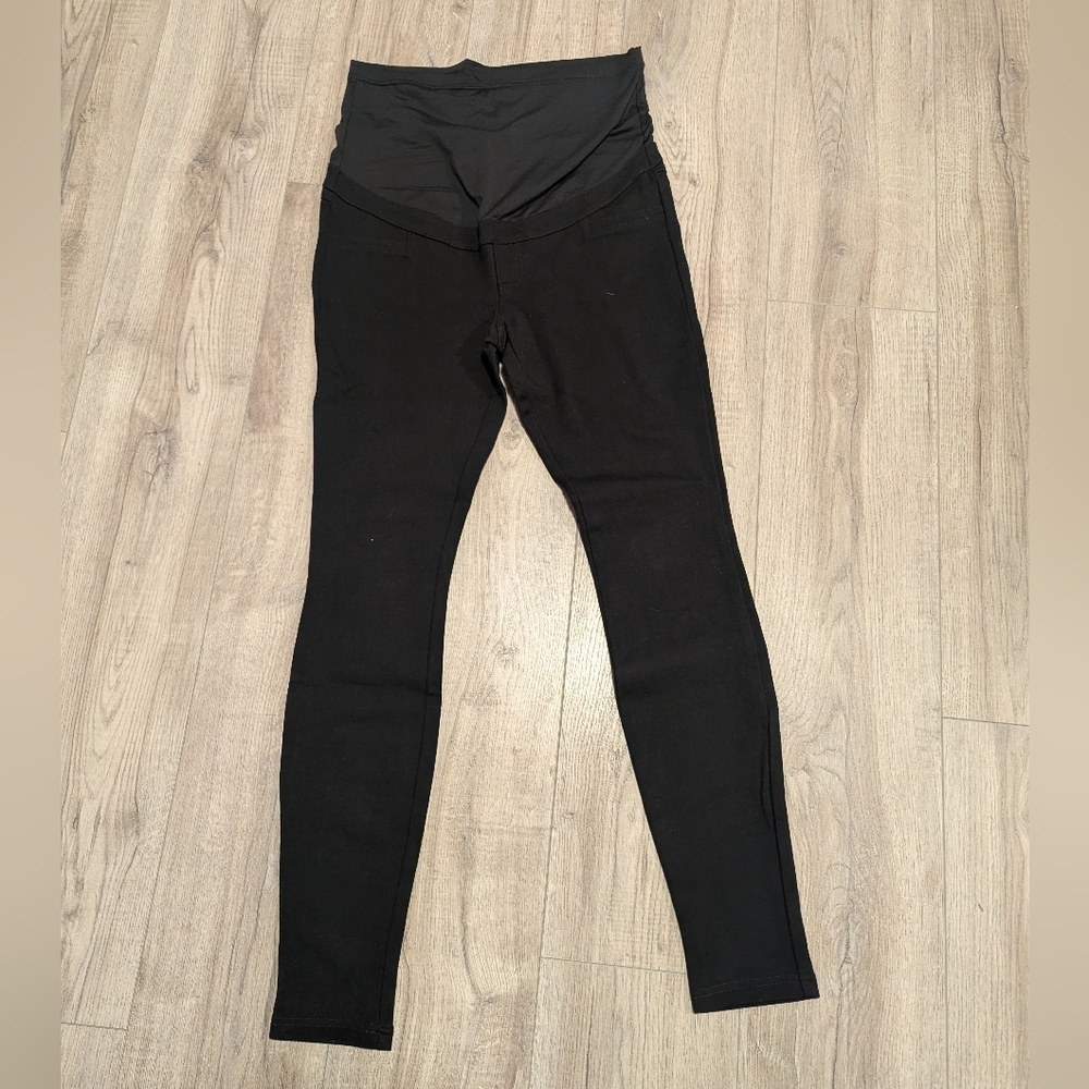 Women's Black Maternity Jeggings with Supportive Overband